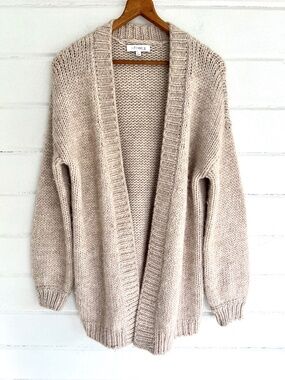 INTERMIX Alpaca Blend Open Cardigan in Heather Beige - P (S)
